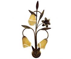 ONLI 4230/Ap3 Applique 3 luci in Metallo Marrone spennellato Oro e vetri Ambra