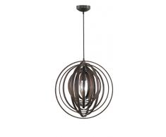 Trio Boolan Lampada a Sospensione, Sfera, Cerchi di Legno, Diametro 50 cm E27, Marrone