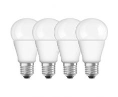 Osram Superstar Classic A Lampada LED, E27, Dimmerabile, 9 W, Bianco, Confezione da 4, standard, plastica