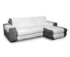 Elegant CDDX 240 Copridivano con Copri Braccioli Laterali e Penisola, Tela, Bianco, 240 cm