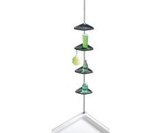 Wenko Easy 3208011100 Mensola Telescopica Per Doccia, 4 Scomparti, 2 Ganci, Altezza Max 275 CM, -Ã 1,9 CM, Aspetto Argento