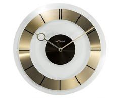 NeXtime Retro Orologio da parete al quarzo in vetro trasparente e il cerchio in acciaio inossidabile, Oro, Ã 31 cm