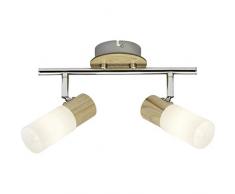 Brilliant 51413/50Â Babsan lampada da soffitto con 2Â luci, metallo/legno/plastica, E14, 3Â W, legno chiaro/bianco