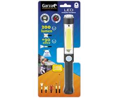 Garza Torcia LED in alluminio con punta magnetica estensibile e flessibile e luce fredda 6500 K sul lato 200 lm e frontale 90 lm. IP44, nero, M