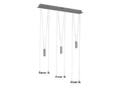 WOFI Jette Lampadario a Sospensione Integriert, 25.5 W, Argento, H: 150 cm x B: 15 cm x L: 78 cm