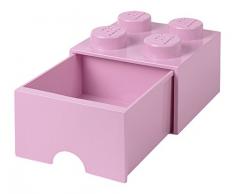 Cassettiera Mattoncino Lego 4 Bottoni, 1 Cassetto, Cassa Portaoggetti Impilabile, 4.7 L