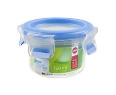 Emsa 508550 rotonda contenitore di alimento con coperchio, 0.15 litri, trasparente / blu, Clip & Chiudi