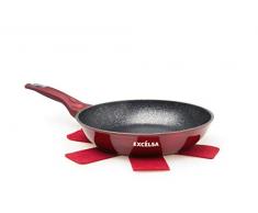 Excelsa Phoenix Padella Antiaderente 1 Manico, Alluminio, Rosso