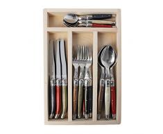 LAGUIOLE Set da tavola da 24Â Pezzi Autumn Mix nel Vassoio, Acciaio Inossidabile, Multicolore, 33Â x 22Â x 4Â cm