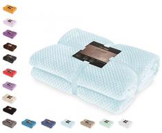 DecoKing Henry, Morbida Coperta in Microfibra/Pile, Coperta da Giorno, da Salotto, in Stile scandinavo, Poliestere, Azzurro, 170 x 210 cm