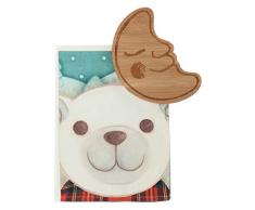 THUN Â® - Set LineaDolce inverno - con tagliere in Legno a forma di luna 19,5 x 12,5 x 1 cm con Canovaccio Cotone 60 x 44 cm