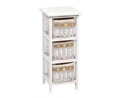 Vacchetti Giuseppe 4119060000 Mobiletto Nadia Cassettiera 3 Cassetti, Vimini, Bianco, 25x25x59 cm