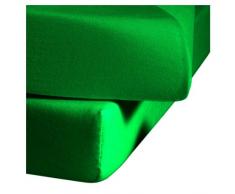 Fleuresse 1115 7048 - Lenzuolo in Jersey con Angoli Elasticizzati, 120 x 200 cm, Colore: Verde Bottiglia