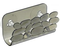 InterDesign Pebblz Portaspugne | Cestino pensile ideale per spugne, pagliette e molto altro | Porta spugne cucina con ventose | Plastica nero/grigio