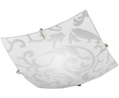 Honsel 21962 Ass Ornamentik - Plafoniera in vetro con decorazione, eco alogena E27 42 W, cromata, colore: Bianco