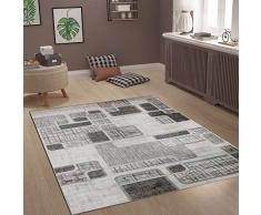 VIMODA Tappeto di Design Moderno a Quadretti, Motivo retrò, Grigio Grigio Chiaro, Beige, 80 x 300 cm