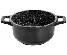 H&H Casseruola Alta Antiaderente Pietra 2 Manici Cm16 Pentole Cucina, Nero, 16 cm