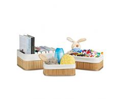 Relaxdays 10021787_188 Set Cestini per Armadio, BambÃº, Marrone Naturale, 22x32x12.5 cm