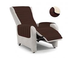 Italian Bed Linen PO-Rec Copripoltrona Reclinabile, Microfibra, Marrone/Panna, Misura Standard