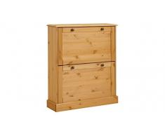 LifeStyleDesign Crayton - Scarpiera a 2 Scomparti, in Legno trattato con Olio, 80 x 22 x 90 cm