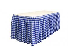La Biancheria in Poliestere, Motivo a Quadretti a Scacchi Tavolo Gonna 4,3Â m, Poliestere, White/Royal Blue, 640 x 73.66 x 0.5 cm