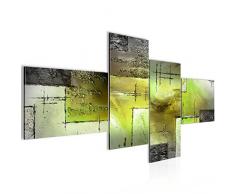 Runa Art 100941c - Quadro astratto in tessuto non tessuto, 200 x 100 cm, formato XXL, decorazione da parete per soggiorno, casa, stampa artistica, verde, 4 pezzi, made in Germany, pronto da appendere
