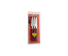 Arcos Coltelleria da Tavola - Set di Coltelli da Bistecca - Lama Acciaio Inossidabile Nitrum 110 mm - Manico Legno Compresso Colore Marrone