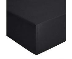 AmazonBasics - Lenzuolo con angoli, in jersey, Antracite - 160 x 190 cm