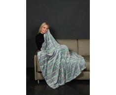 Kanguru Plaid Glow Songs, coperta in soffice pile, SI ILLUMINA DI NOTTE, 130x150 cm