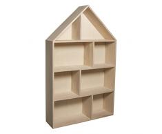 Rayher Bacheca Portaoggetti a Forma di Casa, Legno FSC, 8 scomparti, 30 x 50 x 8 cm