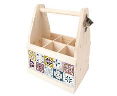 Contento 866661Â Birra Piatto con apribottiglie, Legno, Naturale, 26Â x 17Â x 34Â cm