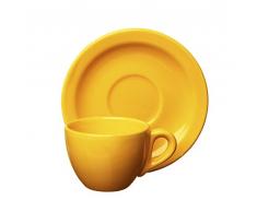Excelsa Trendy Tazza Caffe con Piattino, Ceramica, Giallo, 7x9x5 cm, 2 unitÃ 