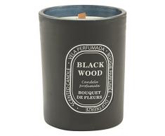 Galileo Casa Black Wood Candela Profumata Bouquet De Fleurs, Cera/Vetro, Nero, 8x8x10 cm