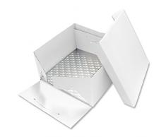 PME BBS892 Scatola per Dolci con Sottotorta Quadrato, Cartone, Bianco, 35,5 cm (14)