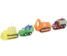 Wilton - Set di Candele a Forma di mezzi da Costruzione, 4 Pezzi, Multicolore