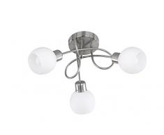 Trio Leuchten Trio 624830307 Freddy Plafoniera LED, 3x4 Watt, Nichel Opaco/Bianco, 52 cm E14, 4 W