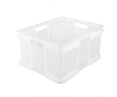 keeeper Contenitore Euro-Box XXL, Plastica resistente (PP), 52 x 43 x 28 cm, 54 L, Bruno, Nature/Trasparente