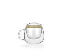 Tea Soul Mug in Vetro con Anello in Silicone Beige 0.5 L