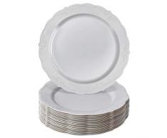 Silver Spoons Servizio da Tavola Collezione Vintage Monouso per Feste, 20 Piatti da Insalata | Piatti di Plastica Resistente | Stile Porcellana Fine ed Elegante, Grigio, 23 Cm