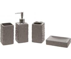 Maturi Bagno Quadrato â Il Set Contiene Dispenser per Sapone/lozione, portaspazzolini, Bicchiere, portasapone, Grigio, 4 Pezzi