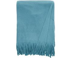 Comptoir du Linge Plaid in Pile a Frange Poliestere Blu/Verde 200Â x 150Â cm