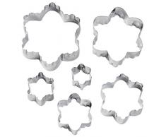 Wilton Set 6 TAGLIAPASTA Fiore Set 6 TAGLIAPASTA Fiore, Acciaio, Argento,