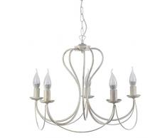 ONLI Lampadario 5 luci in Metallo Avorio spennellato Oro