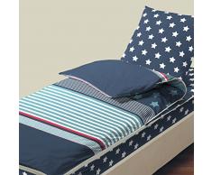 Bleu Câlin Caradou Clovis CARC90 Biancheria da Letto per Bambini, Cotone, Blu, Singolo, 90 x 190 cm