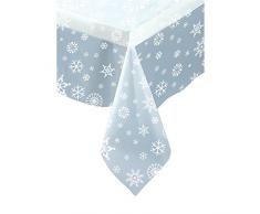 Unique Party, Tovaglia da tavola Trasparente, in plastica, Motivo: Fiocchi di Neve, 2,13 x 1,37 m