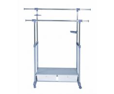 Haku Möbel 44742 - Appendiabiti con ruote, 93/141 x 44 x 112/162 cm, colore: Alluminio/Cromo/Grigio