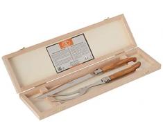 Laguiole - Set forchettone e coltello per arrosti, manico in ulivo