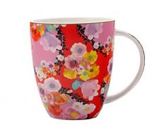 Maxwell Williams - Tazza in porcellana fine con stampa floreale, in confezione regalo, colore: Nero, Porcellana Fine Bone China, Rosso, 400 ml
