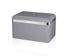 Swan Products Retro Contenitore Pane, Metallo, Grigio, 23.60x35.20x22 cm
