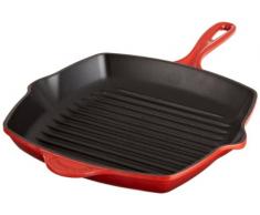 LE CREUSET Bistecchiera Quadrata, Rosso Ciliegia, 26 cm